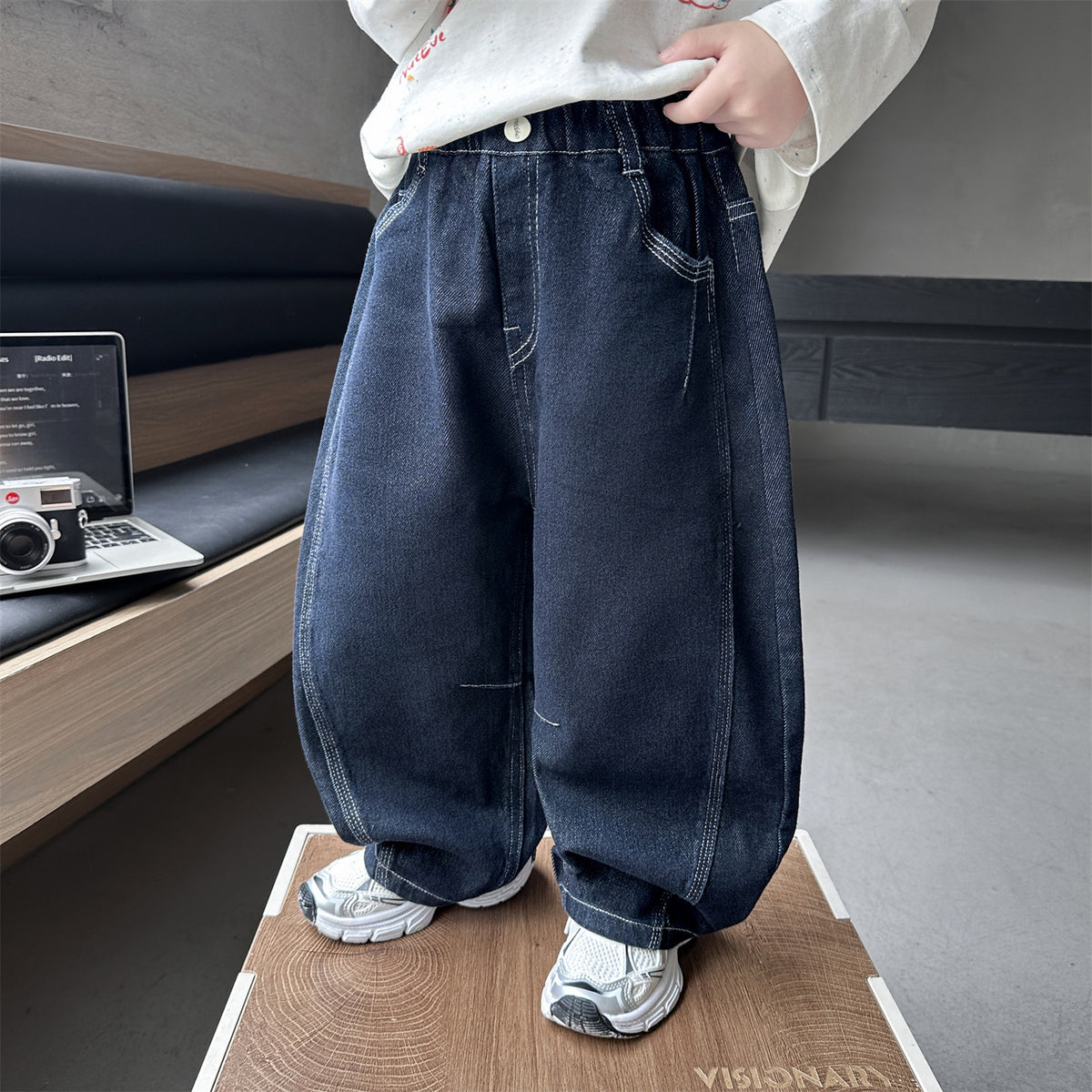 Boys Casual Denim Pants Simple Long Trousers