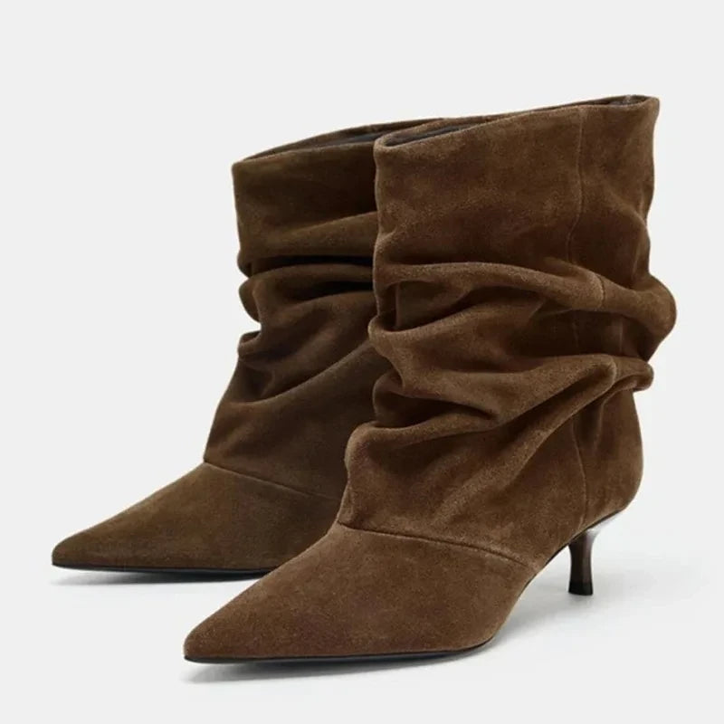 French Style Suede Ankle Boots