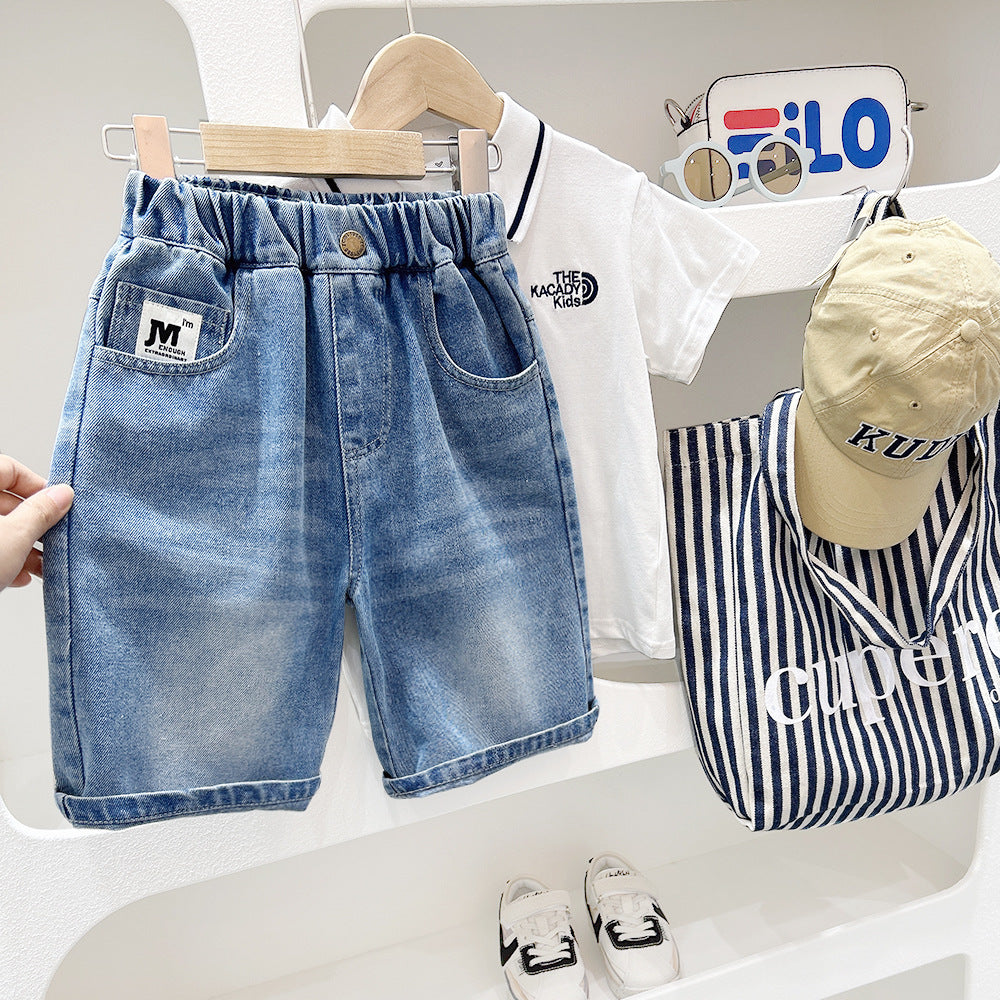 Denim Shorts Mid-Length Jean Pants for Kids and Toddlers