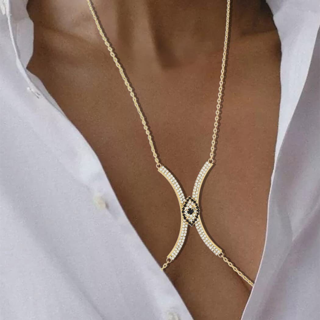 Chest Chain Devil's Eye Chest Accessories Water Diamond Accessories Sexy and Simple Bikini Body Chain Beach Personalized Body Chain
