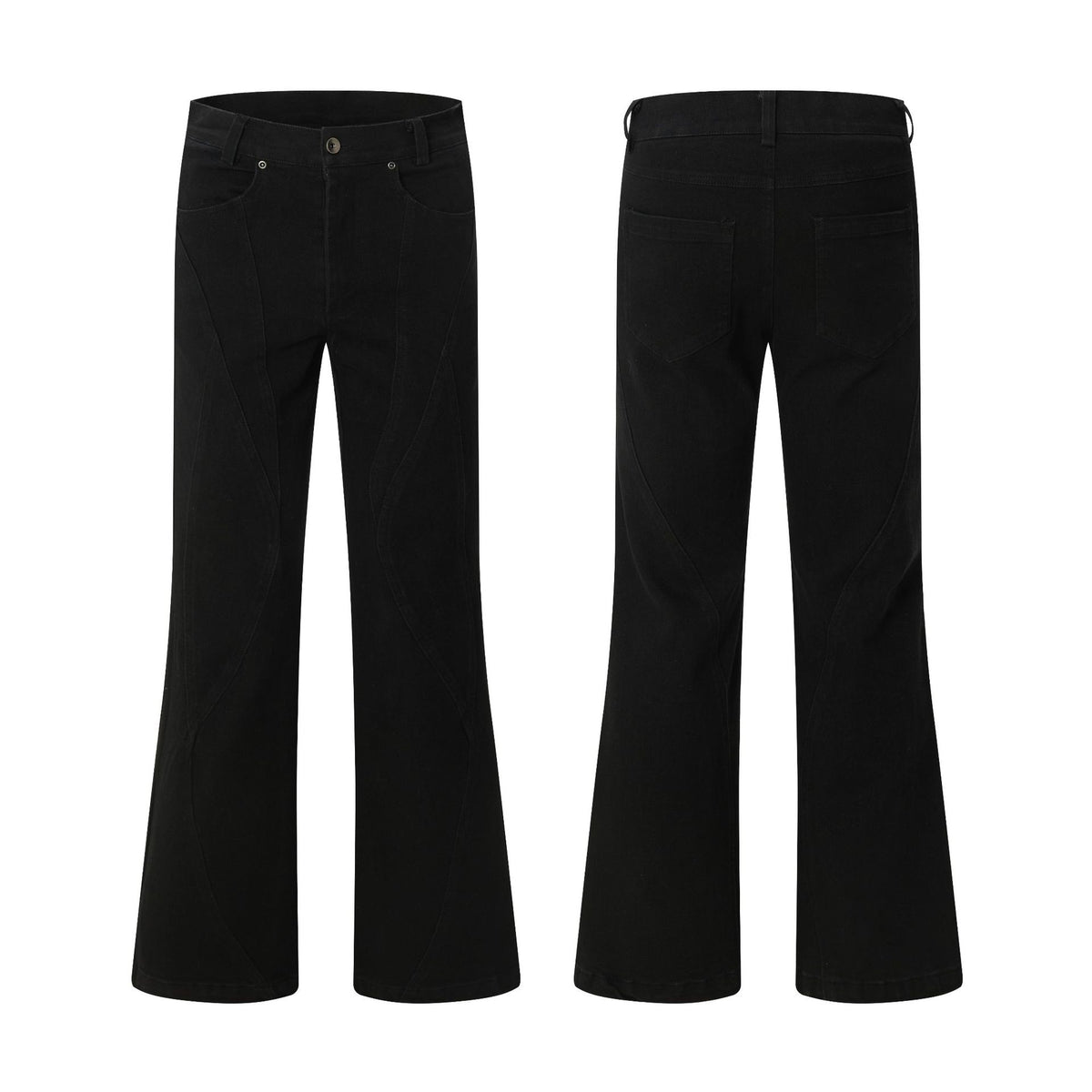 Street Style High-Street Flared Denim Trousers