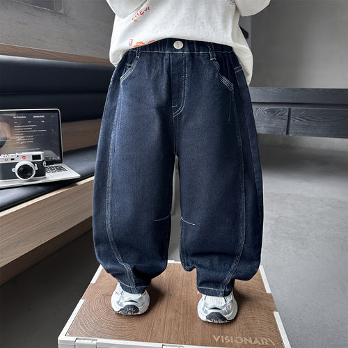 Boys Casual Denim Pants Simple Long Trousers