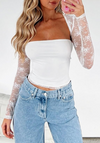 Floral Lace Mesh Crop Top