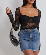 Floral Lace Mesh Crop Top