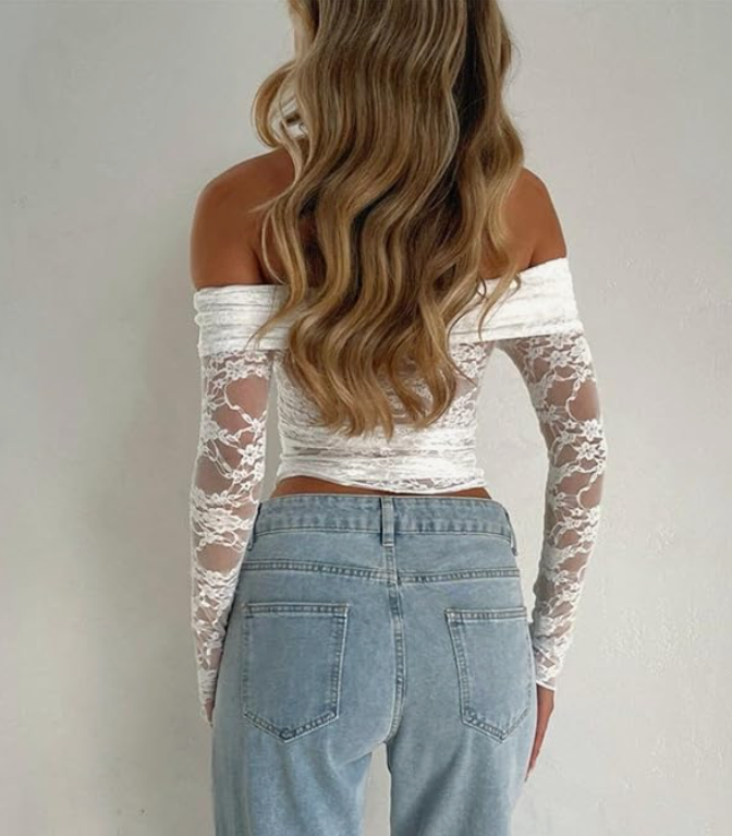 Floral Lace Mesh Crop Top